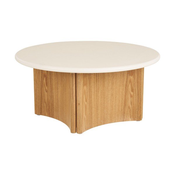 Bela/v naravni barvi okrogla klubska mizica z betonsko mizno ploščo ø 80 cm Motril – House Nordic-image-4