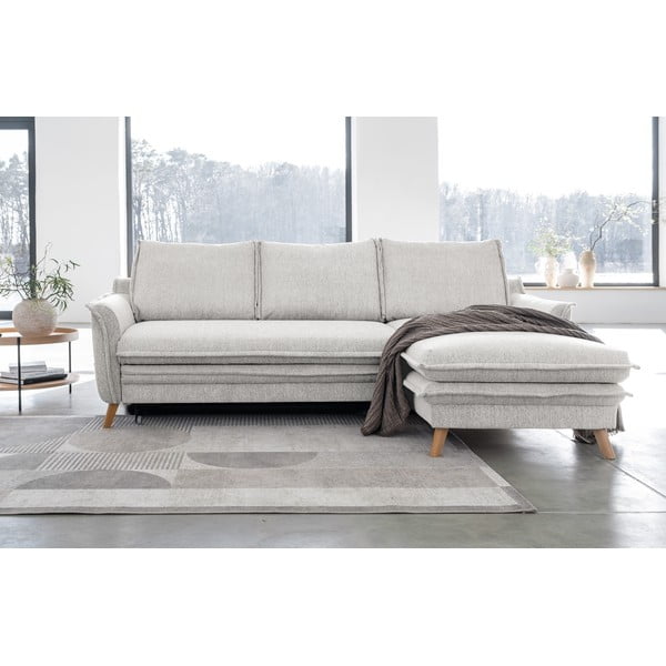 Bež raztegljiva kotna sedežna garnitura (desni kot) Charming Charlie – Miuform-image-1