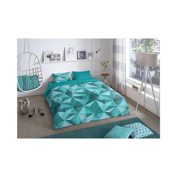 Mint modro posteljno perilo Dobro jutro Geo, 200 x 200 cm-image-1