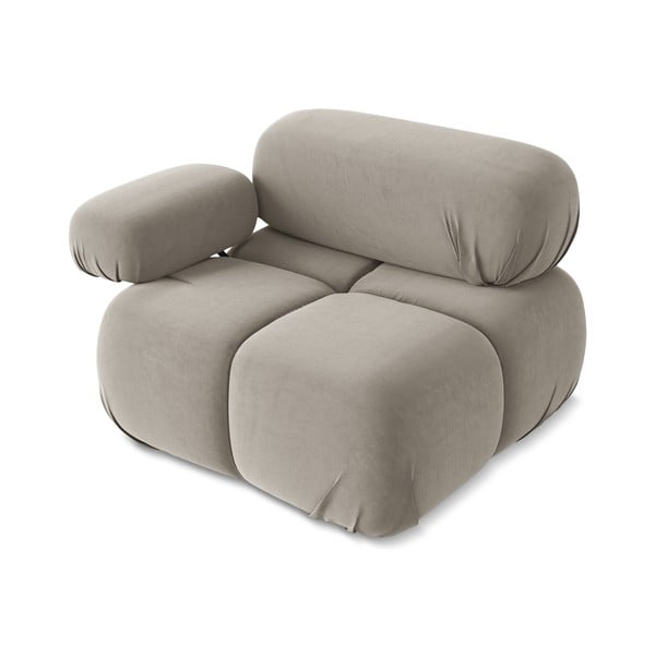 Bež žameten modul za sedežno garnituro (levi kot) Lokua – Makamii-image-3