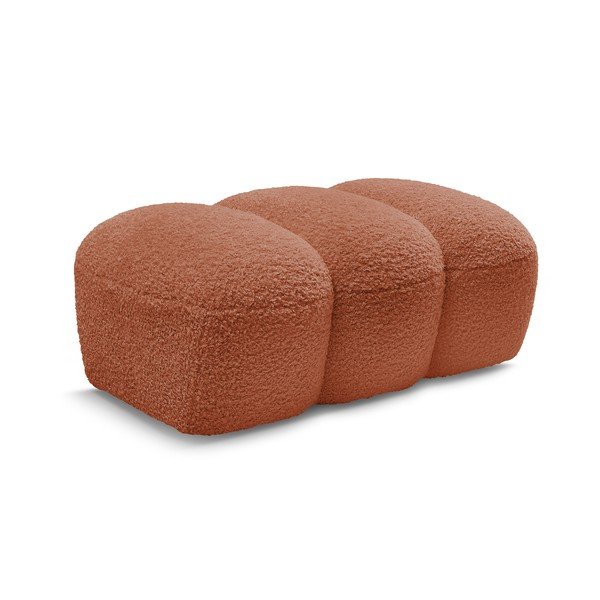 Opečnato oranžen tabure iz tkanine bouclé Hippolyte – Bobochic Paris-image-3