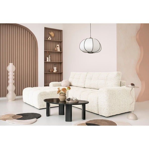 Kremno bela raztegljiva kotna sedežna garnitura s prostorom za shranjevanje (levi kot) Lulu – Miuform-image-1