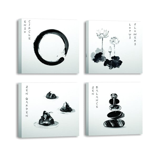 Slike v kompletu 4 ks 30x30 cm Japanese Zen – Wallity