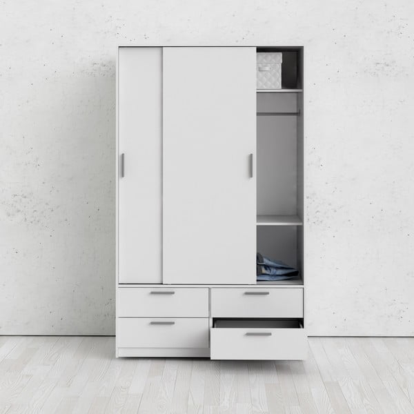 Bela garderobna omara z drsnimi vrati 121x200 cm Line – Tvilum-image-1