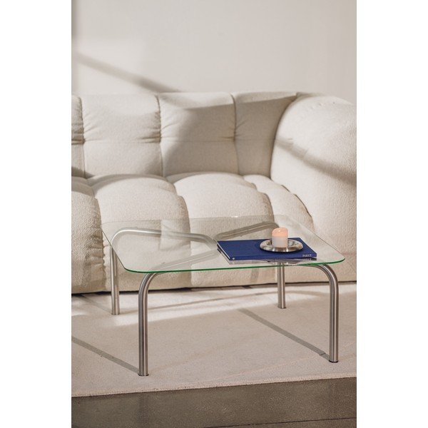 Klubska mizica s stekleno mizno ploščo v srebrni barvi 60x80 cm Uku – noo.ma-image-2