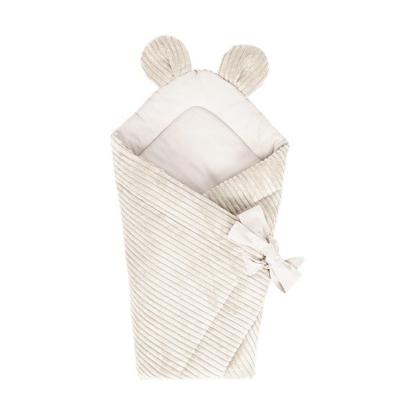 Bež odeja za povijanje dojenčka iz rebrastega žameta 35x65 cm – Meowbaby
