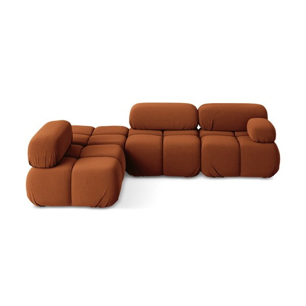 Oranžna žametna kotna sedežna garnitura (levi kot) Lokua – Makamii