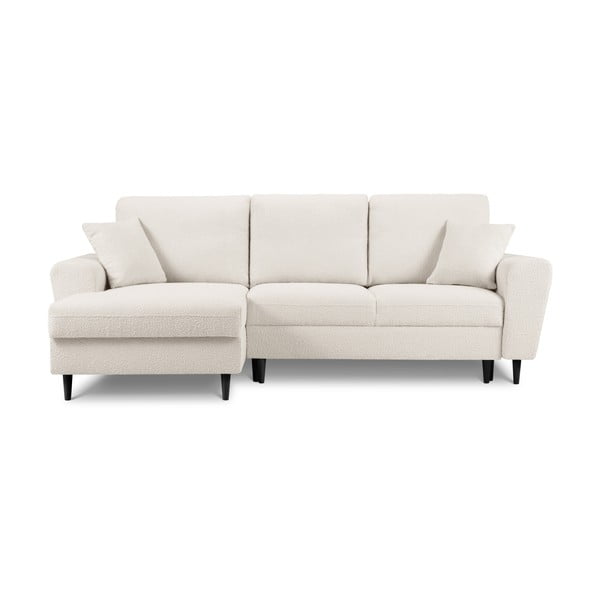 Bež raztegljiva kotna sedežna garnitura s prostorom za shranjevanje iz tkanine bouclé (levi kot/z ležalnikom) Kyoto – Cosmopolitan Design