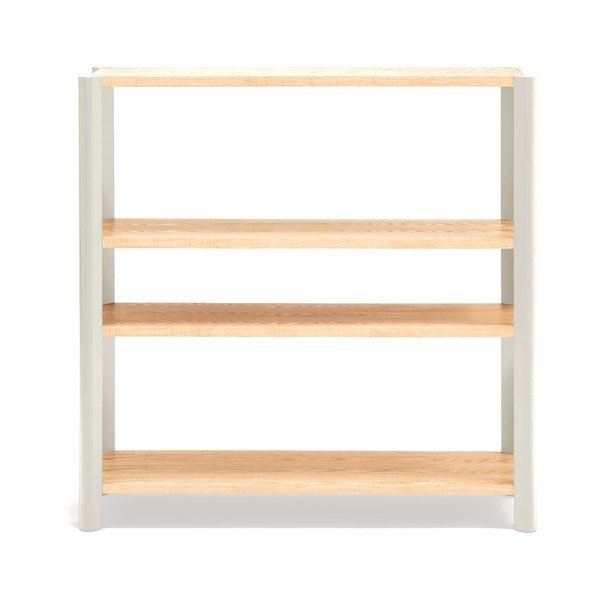 Regal v hrastovem dekorju v kremni in svetli naravni barvi 126x128x43 cm Bona – Teulat