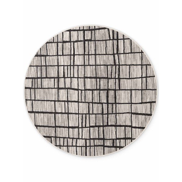 Črna/kremno bela okrogla notranja in zunanja preproga ø 160 cm Haringey Crouch – Ted Baker