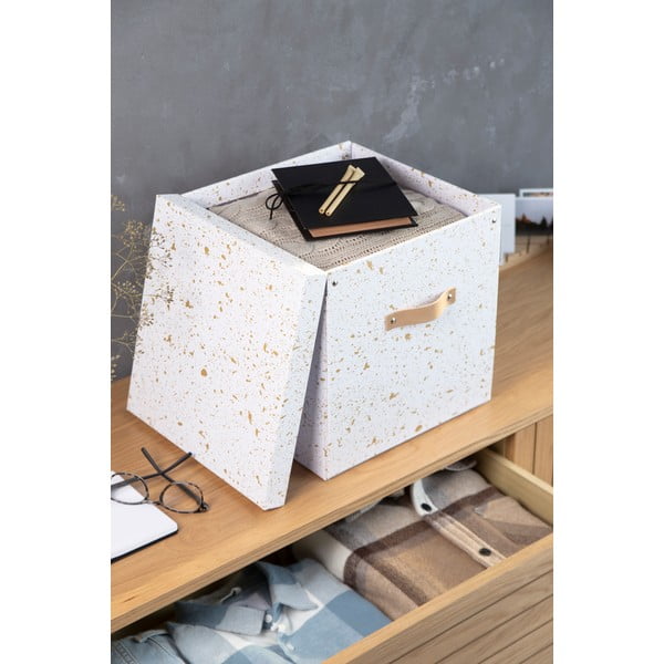 Škatla za shranjevanje v zlati in beli barvi Bigso Box of Sweden Logan-image-1