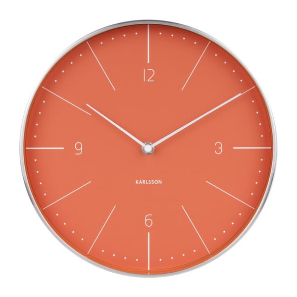 Svetlo rdeča stenska ura s srebrnimi detajli Karlsson Normann, ⌀ 28 cm