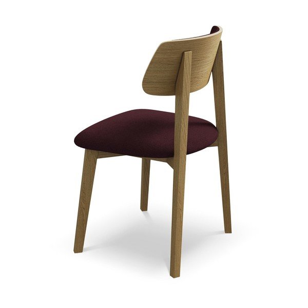 Bordo rdeč jedilni stol iz masivnega lesa Niu – Makamii-image-3