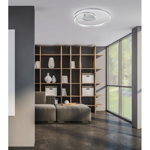 Siva LED stropna svetilka z glasovnim upravljanjem s pomočjo mobilne aplikacije s kovinskim senčilom Ciola – CINQUE-image-1