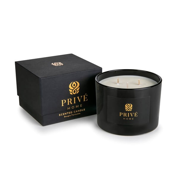 Dišeča sveča iz sojinega voska čas gorenja 35 h Black Wood – Privé Home-image-2