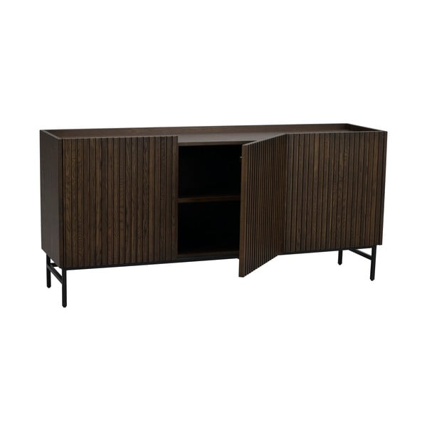 Temno rjava nizka komoda iz hrastovega lesa 160x75 cm Halifax - Rowico-image-4