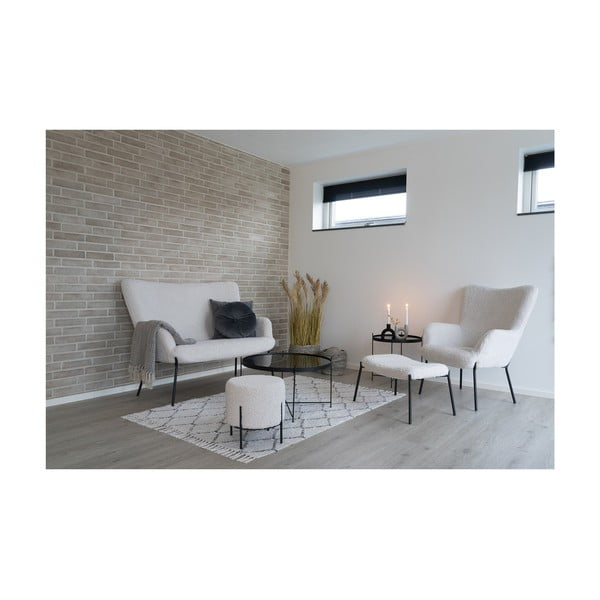Bela sedežna garnitura iz tkanine bouclé 128 cm Glasgow – House Nordic-image-4