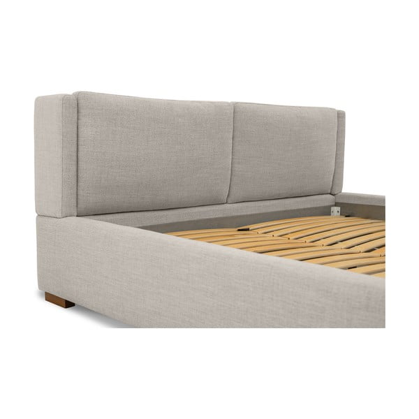 Svetlo siva oblazinjena zakonska postelja z letvenim dnom 160x200 cm Dreamer – Scandic-image-1