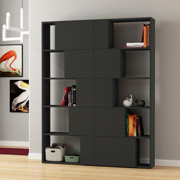Antracitna knjižna omara Ondatoo Set Anthracite-image-1