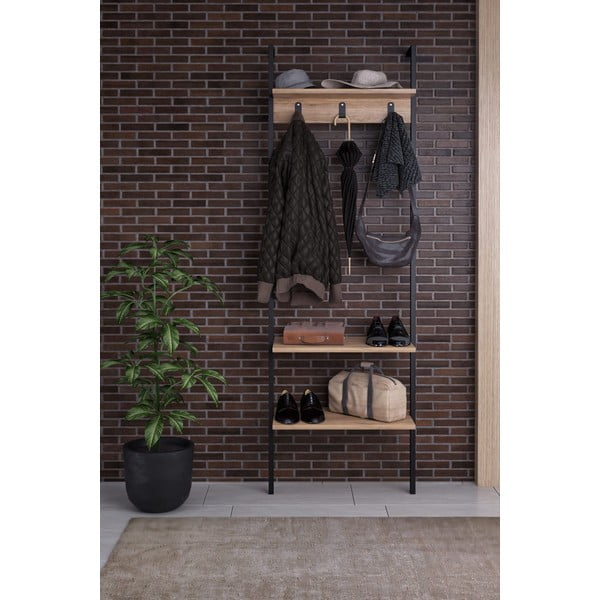 Črna garnitura za predsobo iz recikliranega lesa Nina - Kalune Design-image-1