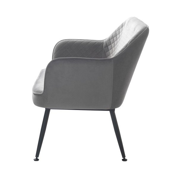 Svetlo siva žametna sedežna garnitura 129 cm Berrie – Unique Furniture-image-3