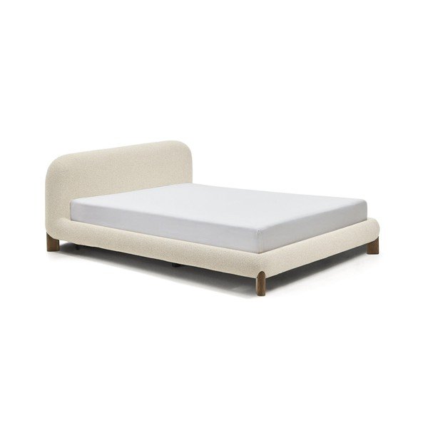 Bež oblazinjena zakonska postelja brez letvenega dna 180x200 cm Odina – Kave Home