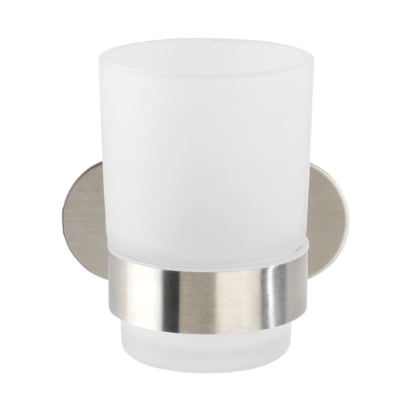 Steklen lonček za zobne ščetke v mat srebrni barvi z namestitvijo brez vrtanja Orea – Wenko-image-3