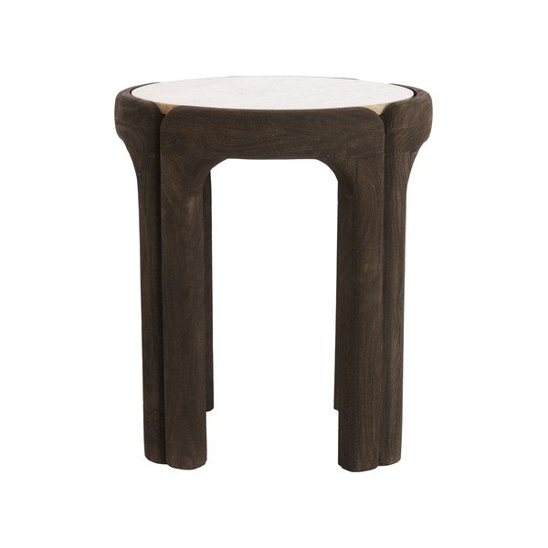 Okrogla stranska mizica s kamnito mizno ploščo ø 45 cm Ali – Light & Living-image-2