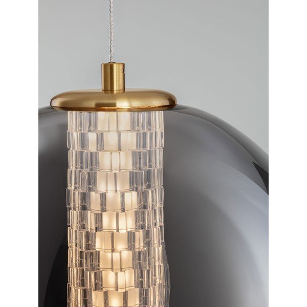 Siva kovinska LED viseča svetilka s steklenim senčilom ø 22 cm Navi – Nova Luce-image-2