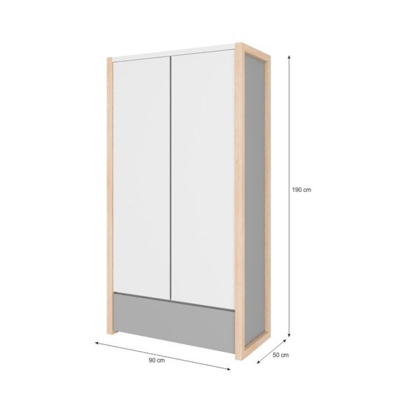 Siva dvovratna garderobna omara BELLAMY Pinette-image-2