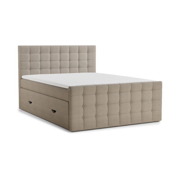 Bež boxspring postelja s prostorom za shranjevanje 200x200 cm Tasca – Maison de Rêve