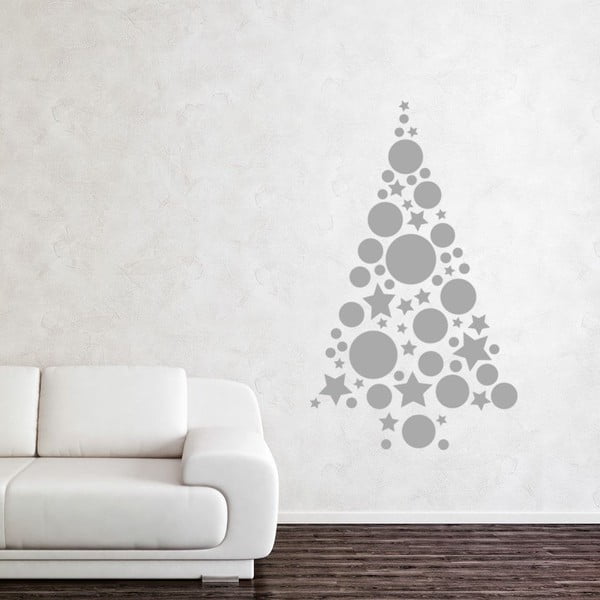 Nalepka Silver božično drevo kroglice