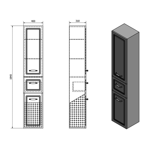 Bela kopalniška omarica 40x184 cm Favolo – Sapho-image-4