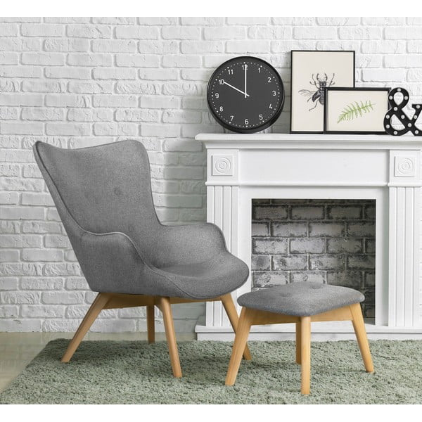 Siv fotelj z naslonjalom za noge Niko – Ropez-image-1