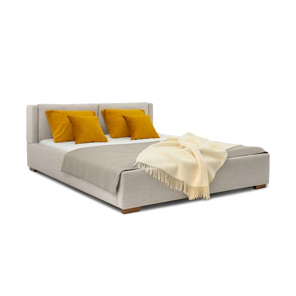 Svetlo siva oblazinjena zakonska postelja z letvenim dnom 160x200 cm Dreamer – Scandic-image-2