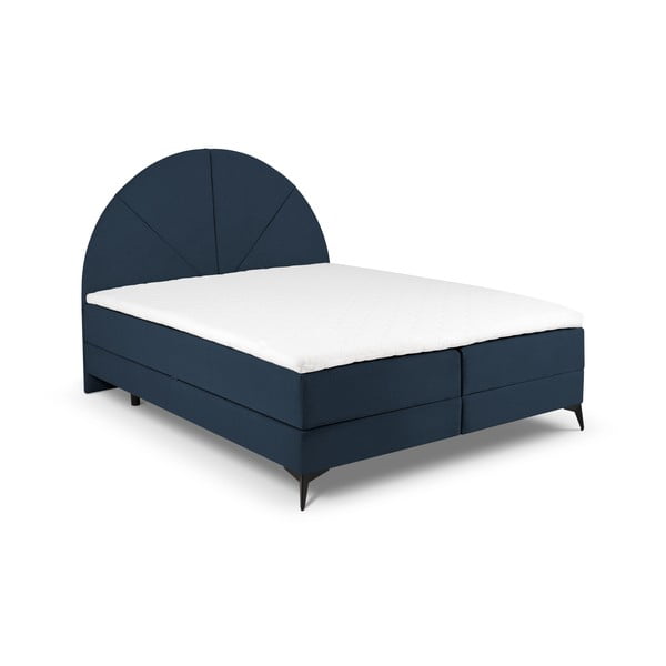 Temno modra boxspring postelja s prostorom za shranjevanje 160x200 cm Sunset - Cosmopolitan Design