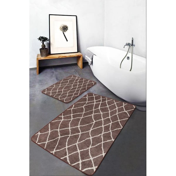 Rjave žametne kopalniške preproge v kompletu 2 ks 60x100 cm – Mila Home-image-4