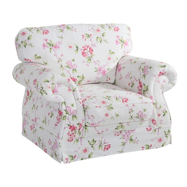 Roza in beli cvetlični fotelj Max Winzer Mina