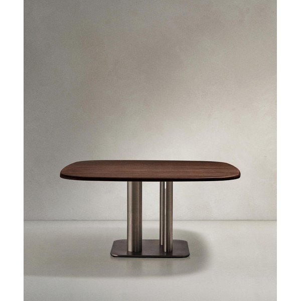 Jedilna miza v orehovem dekorju 121x121 cm Melvar – Kave Home-image-1