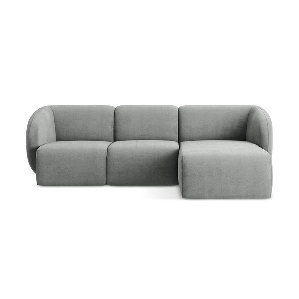 Siva kotna sedežna garnitura iz šenilje (desni kot/z ležalnikom) Lani – Makamii