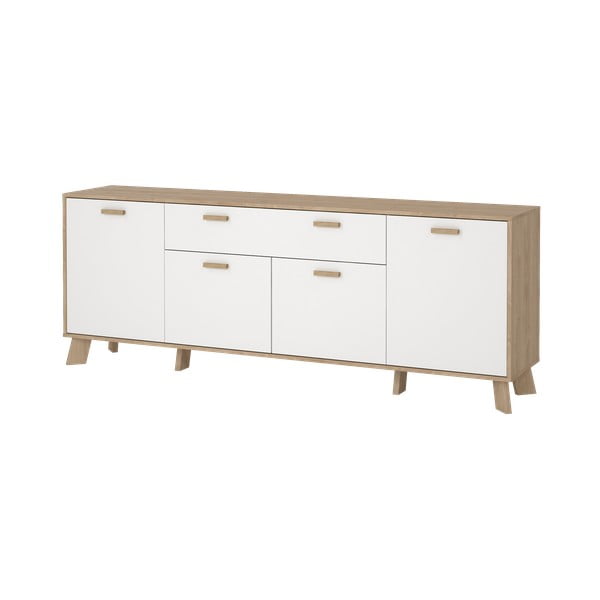 Bela komoda v hrastovem dekorju 196x73x39 cm Ikast – Tvilum-image-2