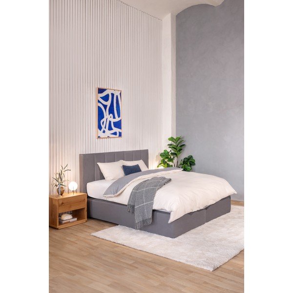 Siva boxspring postelja 180x200 cm Olia Bold Line – Bonami Selection-image-1