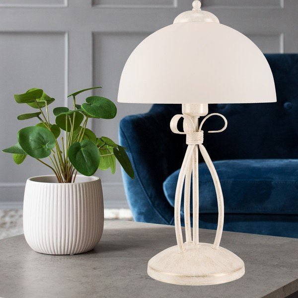 Bela namizna svetilka s steklenim senčnikom (višina 43 cm) Adelle – LAMKUR-image-3