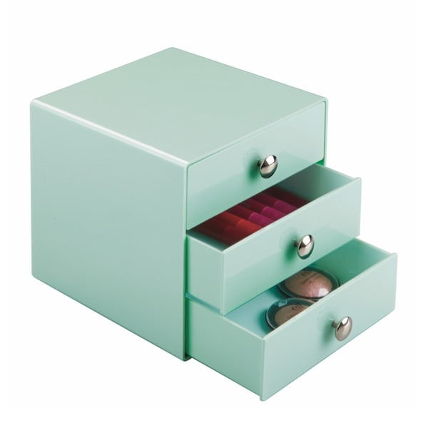 Mint zelena škatla za shranjevanje s 3 predali iDesign Drawers, višina 16,5 cm-image-2