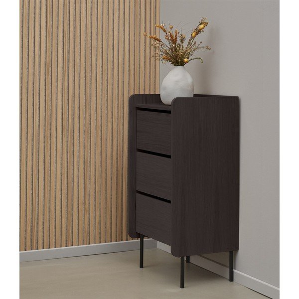 Črna visoka komoda v hrastovem dekorju 60x108,5 cm Wrap – Bonami Selection-image-1