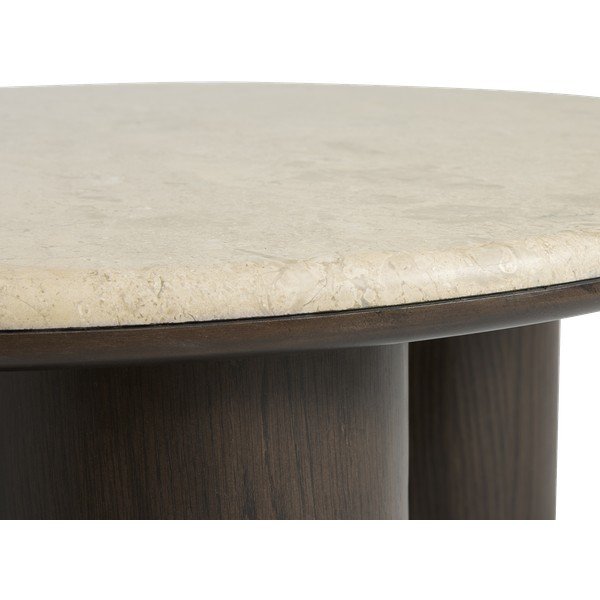 Okrogla klubska mizica z marmorno mizno ploščo v temni naravni barvi ø 90 cm Piazze – Unique Furniture-image-4
