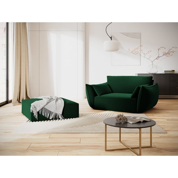 Temno zelen žameten tabure Vanda – Mazzini Sofas-image-1