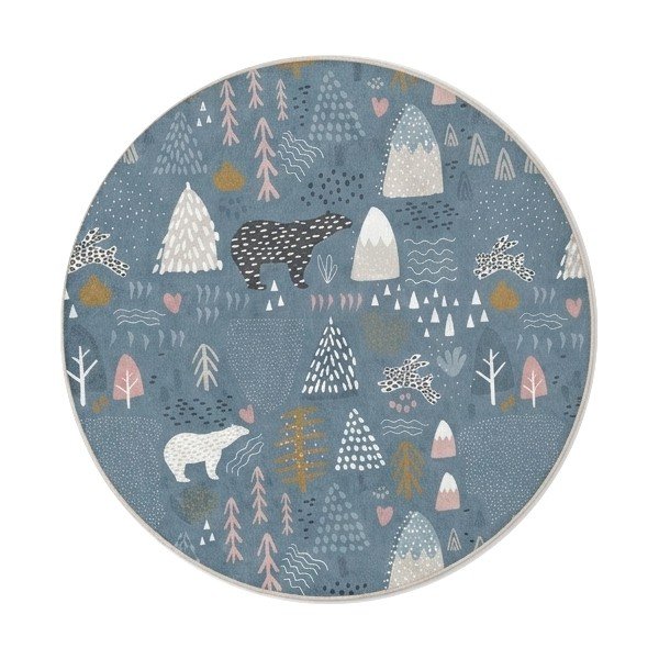 Modra pralna otroška preproga ø120 cm Forest Land – Mila Home