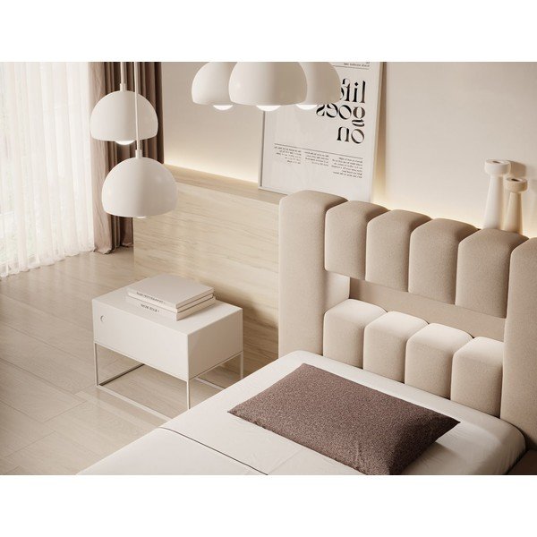 Svetlo rjava oblazinjena postelja s prostorom za shranjevanje in z letvenim dnom 90x200 cm Lamica – ELTAP-image-4