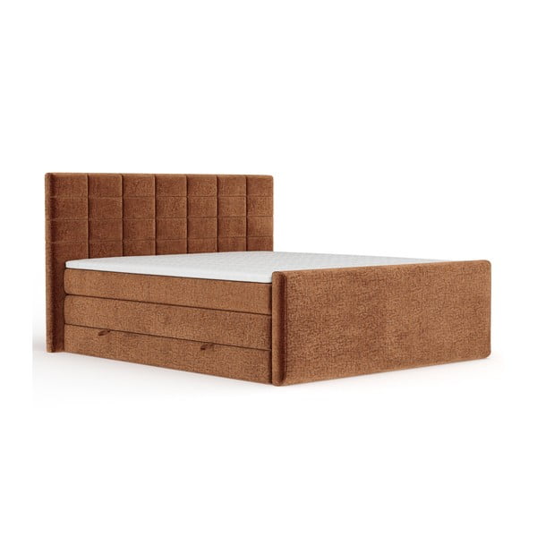 Oranžna boxspring postelja s prostorom za shranjevanje 140x200 cm Ava – Maison de Rêve